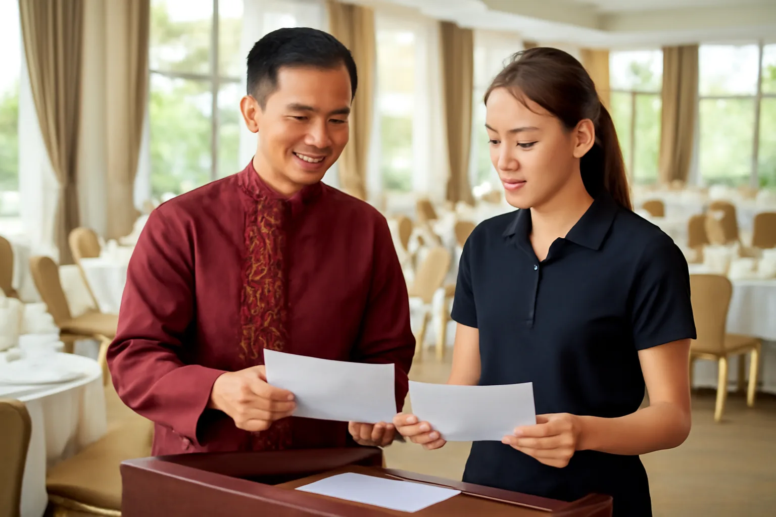 Quản lý nhà hàng và thu ngân đối chiếu phiếu gọi món với dữ liệu cuối ca
